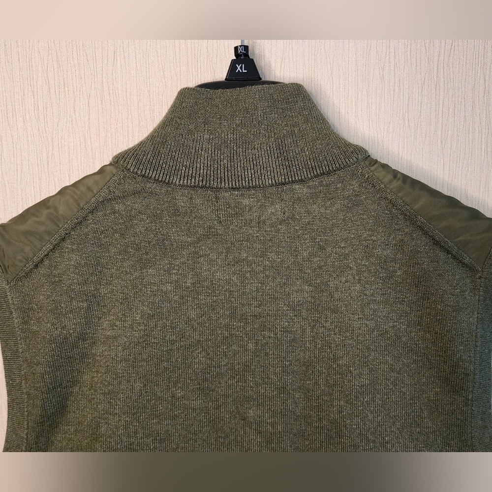 Polo Ralph Lauren Men's Olive Woven Knit Fully Lined Zipper Front Hybrid Vest - Picture 12 of 13